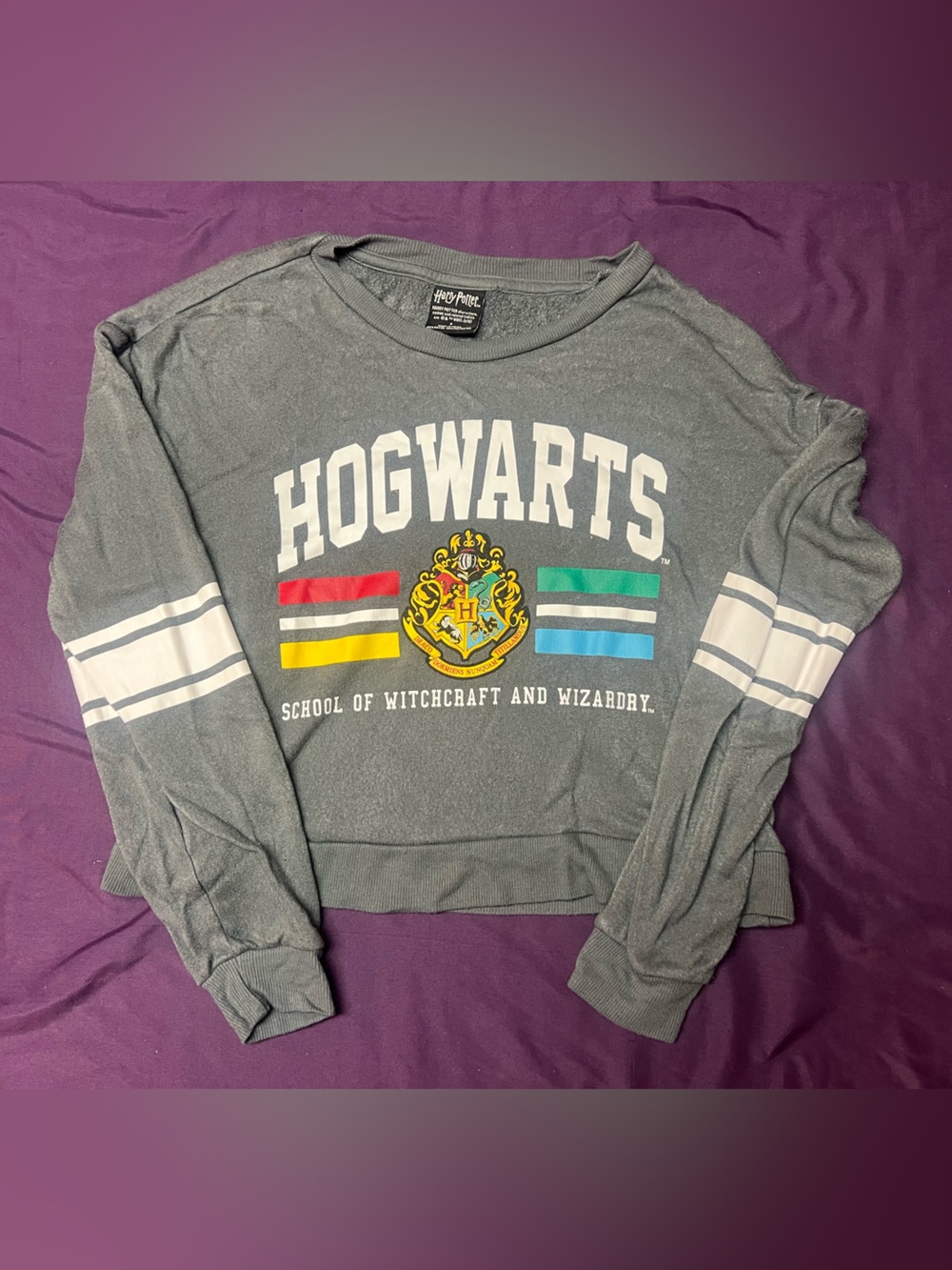 Harry Potter Crewneck Crop Sweatshirt in Gray